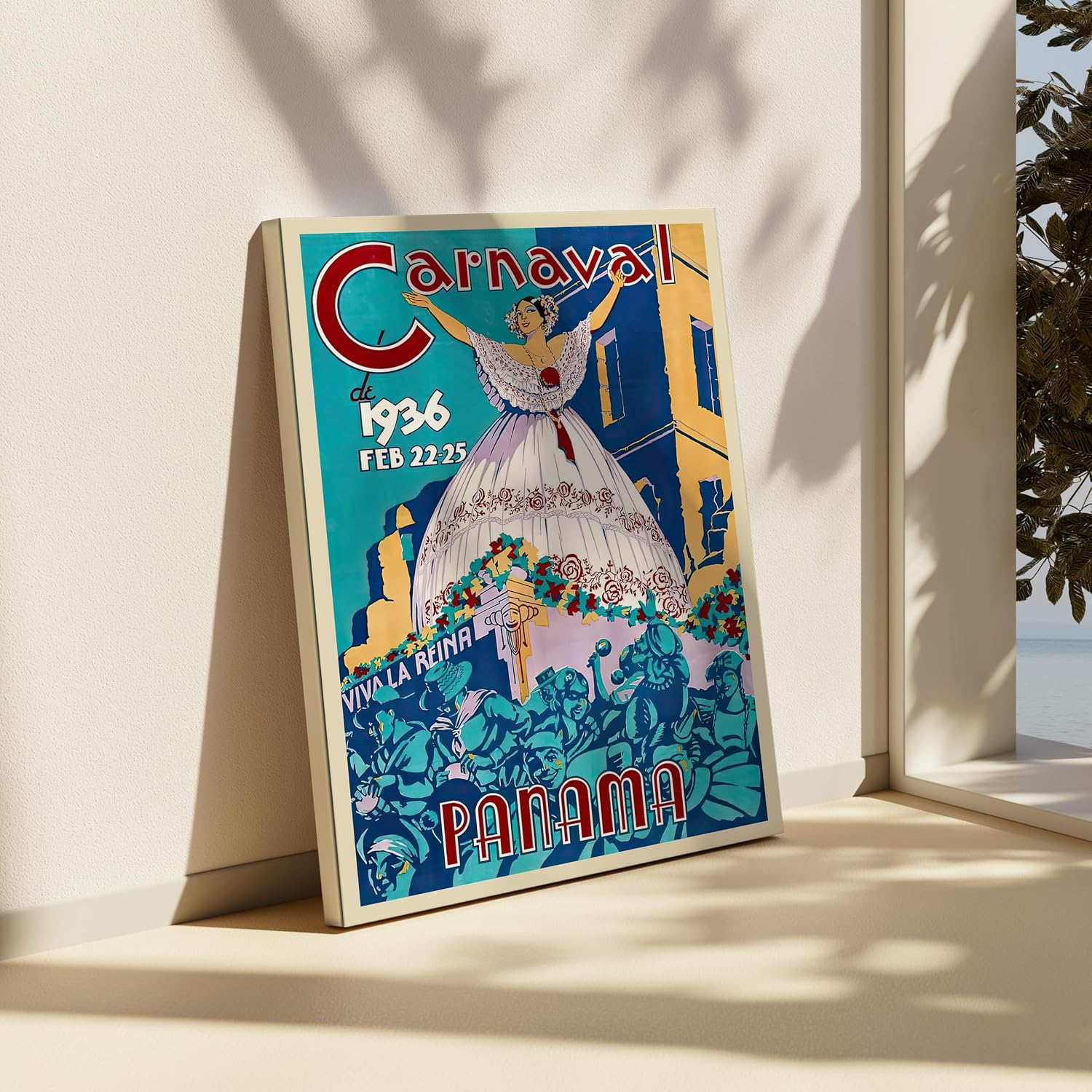 Poster Master Travel Canvas - Retro Panama Print - Panama Carnival Art - Gift for Her, Women, Travel Lover - Perfect Decor for Home, Office, Living Room, Bedroom - 8x10 STRETCHED Canvas