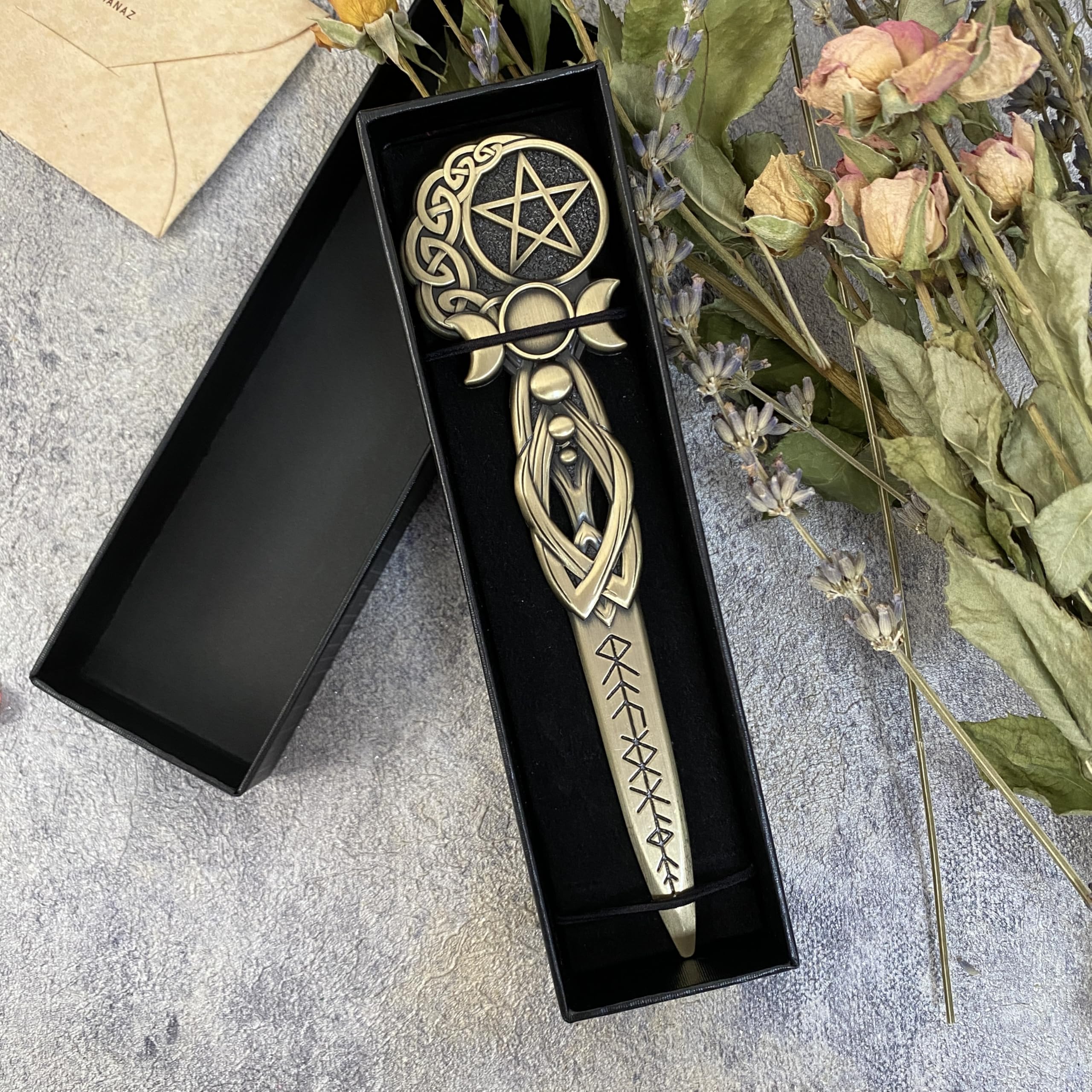 Metall-Brieföffner, Triplemoon Vintage-Brieföffner, 15,5 cm langer, eleganter Brieföffner für Frauen, Brieföffner für das Homeoffice (goldfarben)