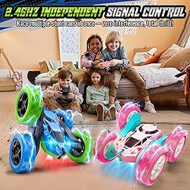 Hamdol Upgraded RC Car for Kids, 360 Rotating Double Sided Stunt Vehicle with Headlights, 2.4GHz 4WD Remote Control Car, USB-C Rechargeable Electric Toy, Birthday for Boys & Girls