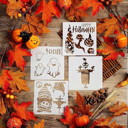 Miniatura 3 de 30 Pieces Halloween Stencils for Painting on Wood Reusable Pumpkin Expression Templates DIY Decorative Stencils Reusable Plastic Halloween Drawing