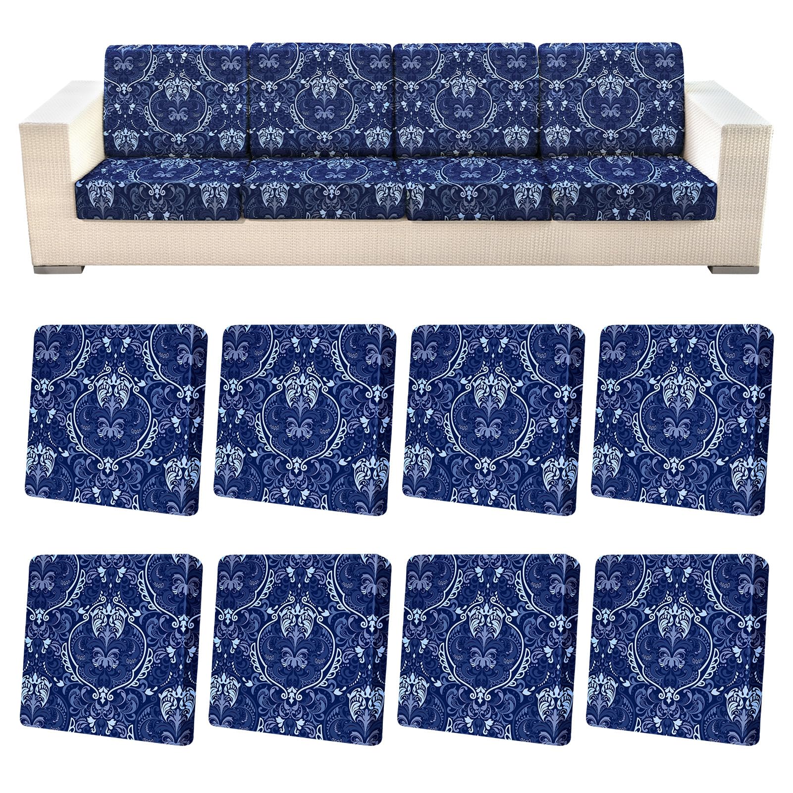 8Pcs Patio Cushion Covers Stretch Outdoor Furniture Protector Slipcovers