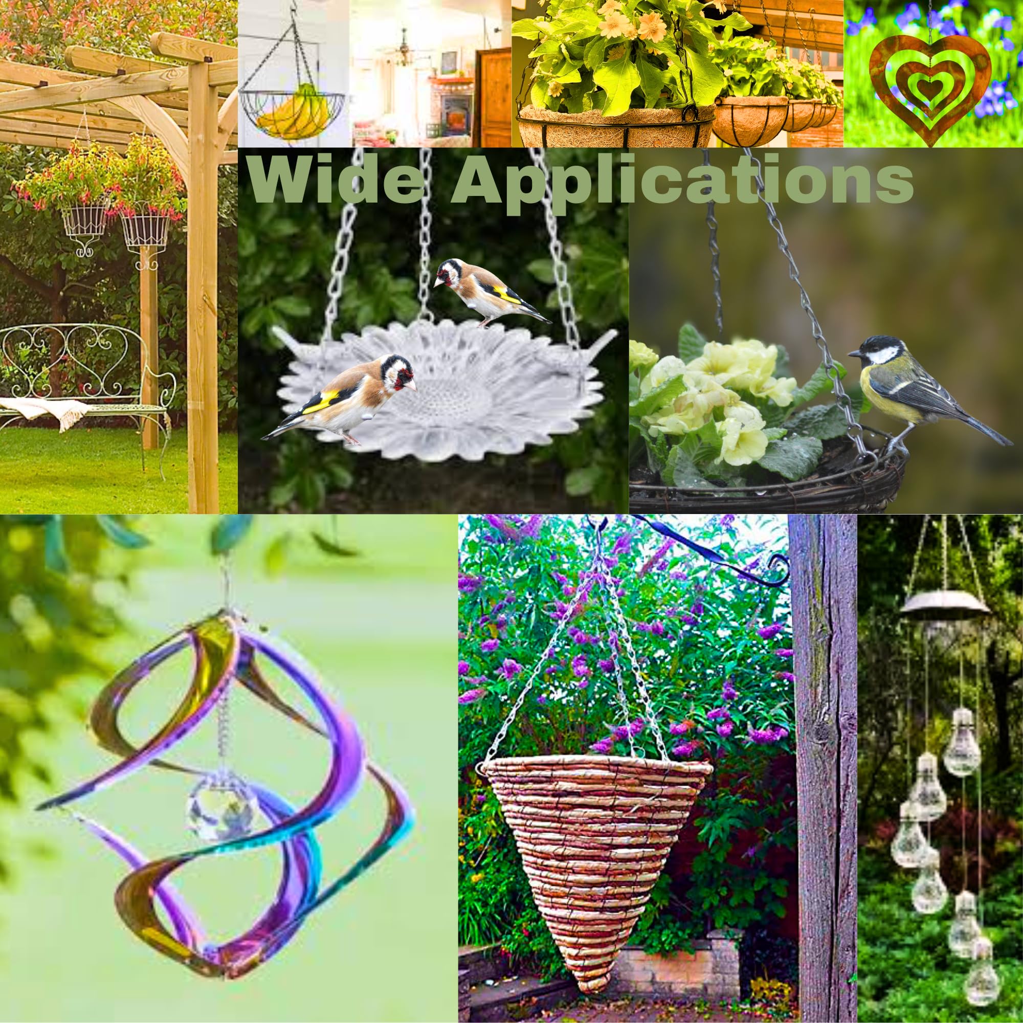 Pack Of 4 Flower Pot, Hanging Chain, Metal Chains, Hanging Plant Pot, Hanging Basket, Outdoor Hanging Basket, Hanging Chain, Flower Pot, Basket Holder, Chain With S-Hooks For Lanterns, Billboard - View #6