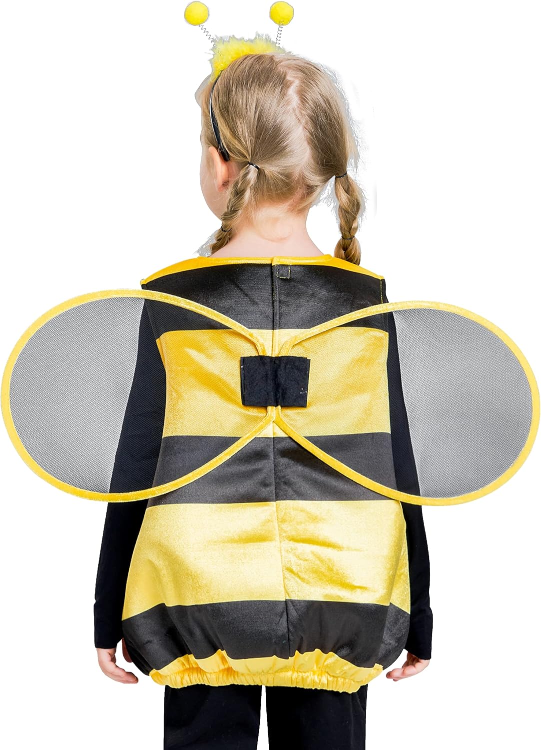 IKALI Deluxe Kids Bee Costume, Girls Honey Bee Costume W/Antennae Headpiece, Mesh Wings & Detachable Treat Bag - Image 3