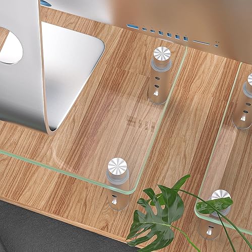 Miniatura 2 de Hemudu Paquete de 2 soportes elevadores para monitor, 3 alturas ajustables para laptop, soporte elevador de monitor para PC, computadora, portátil,