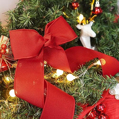 Miniatura 5 de CT CRAFT LLC Cinta con alambre de tela de arpillera 2.5 pulgadas x 10 yardas, roja, para decoración navideña del hogar, decoración de bodas,