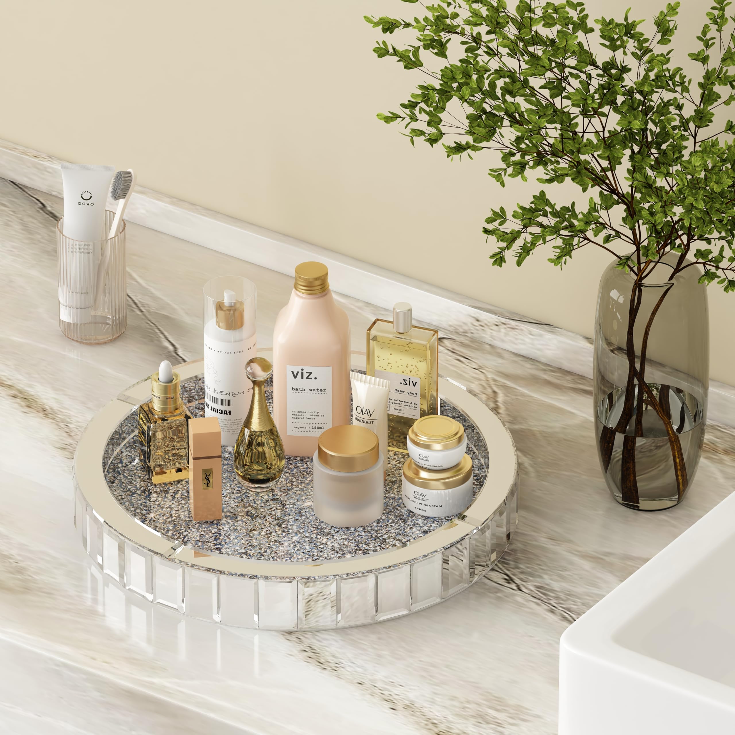 Amazon.com: blingworld Silver Decorative Tray, Mirored Trays