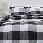 Amazon Basics Lightweight Microfiber Comforter Sets, 2-Pieces, Black/White,Checkerboard,Twin/Twin XL