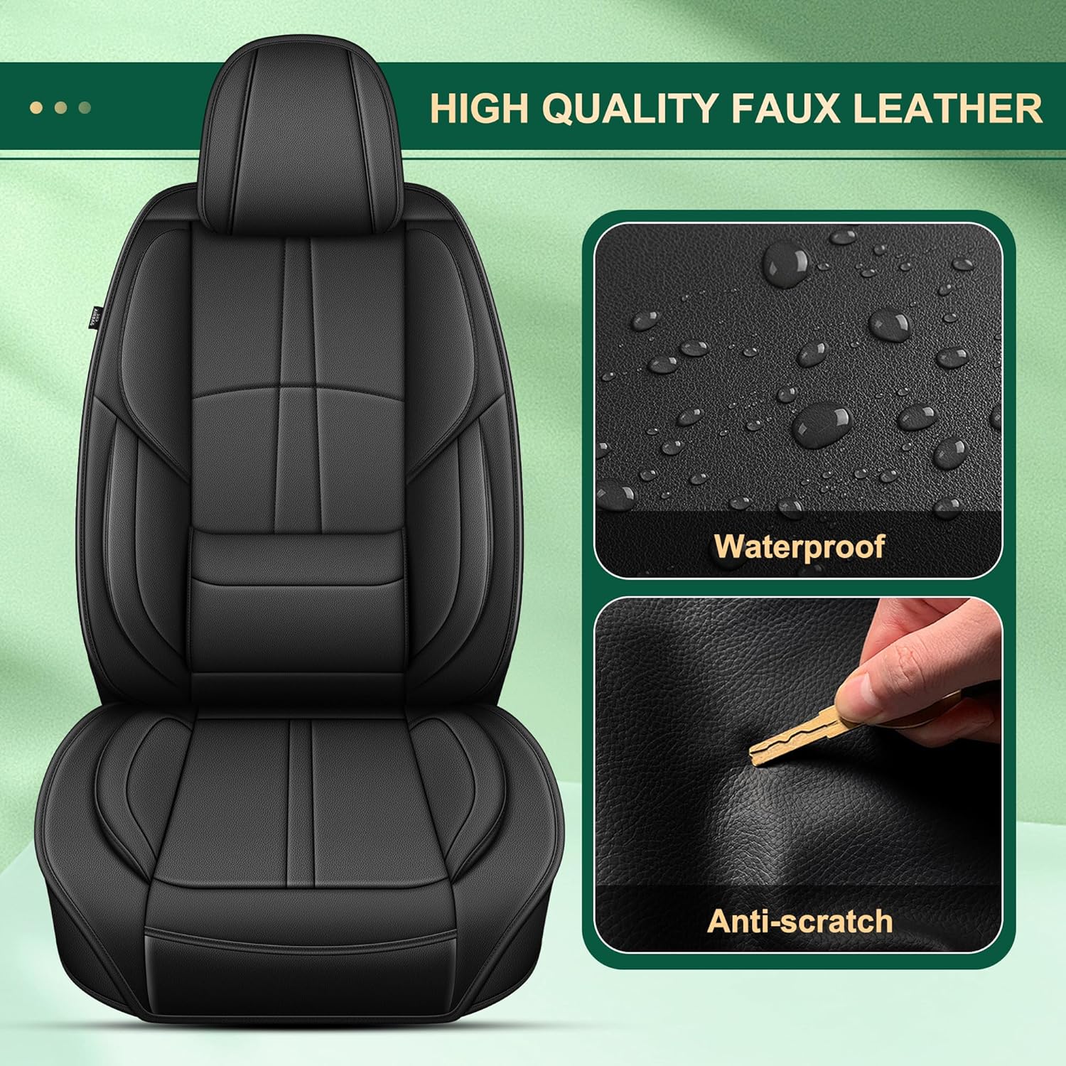 for Chevy Silverado Seat Covers 2007-2025 2026 for GMC Sierra Seat Covers 2007-2025 2026, 1500 2500HD 3500HD, Leather Ice Silk Waterproof Trucks Pickup Seat Covers Custom Fit