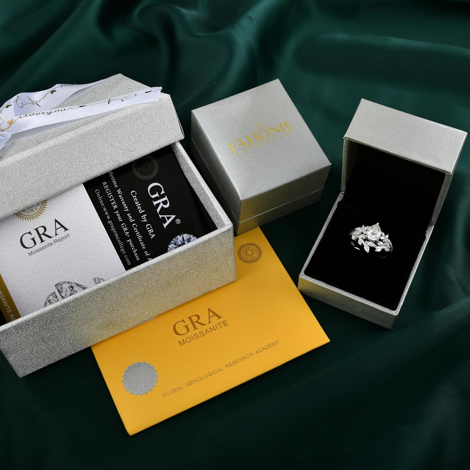 Moissanite Promise Rings for Women 1.25CT D Color VVS1 Clarity,Pear Cut 925 Sterling Silver Wedding Ring Leaves Engagement Band, Anniversary Birthday Jewelry Gifts for Her, Elegant Gift Packed - Image 5