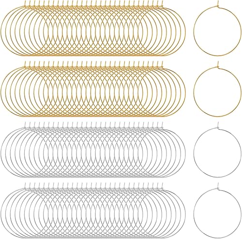 Vista 12 de OIIKI 280 aros de cuentas para aretes, 4 tamaños chapados en oro/plata, aros abiertos, anillos de metal para aretes, accesorios decorativos