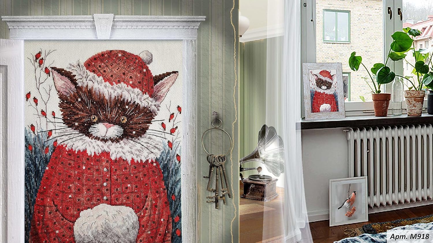 RTO Cross Stitch Embroidery Kits for Adults Animals - There were Cats. Bird Singing Inspires me! 23x29cm/9.1x11.4 14CT