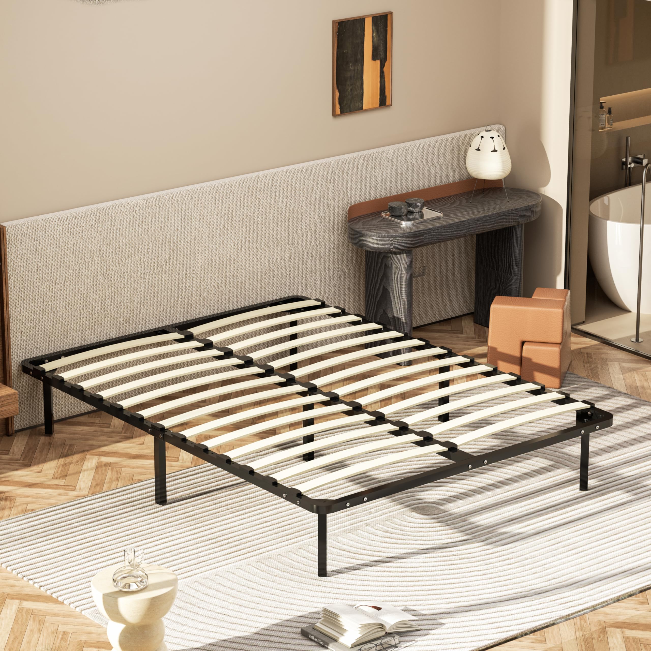 DEWINNER Rete matrimonio 160x190cm, Alto 35cm con 7 piedi，Ortopedica, Struttura portante in Ferro Rinforzata, Base da Incasso per Tutti i Letti e Materassi