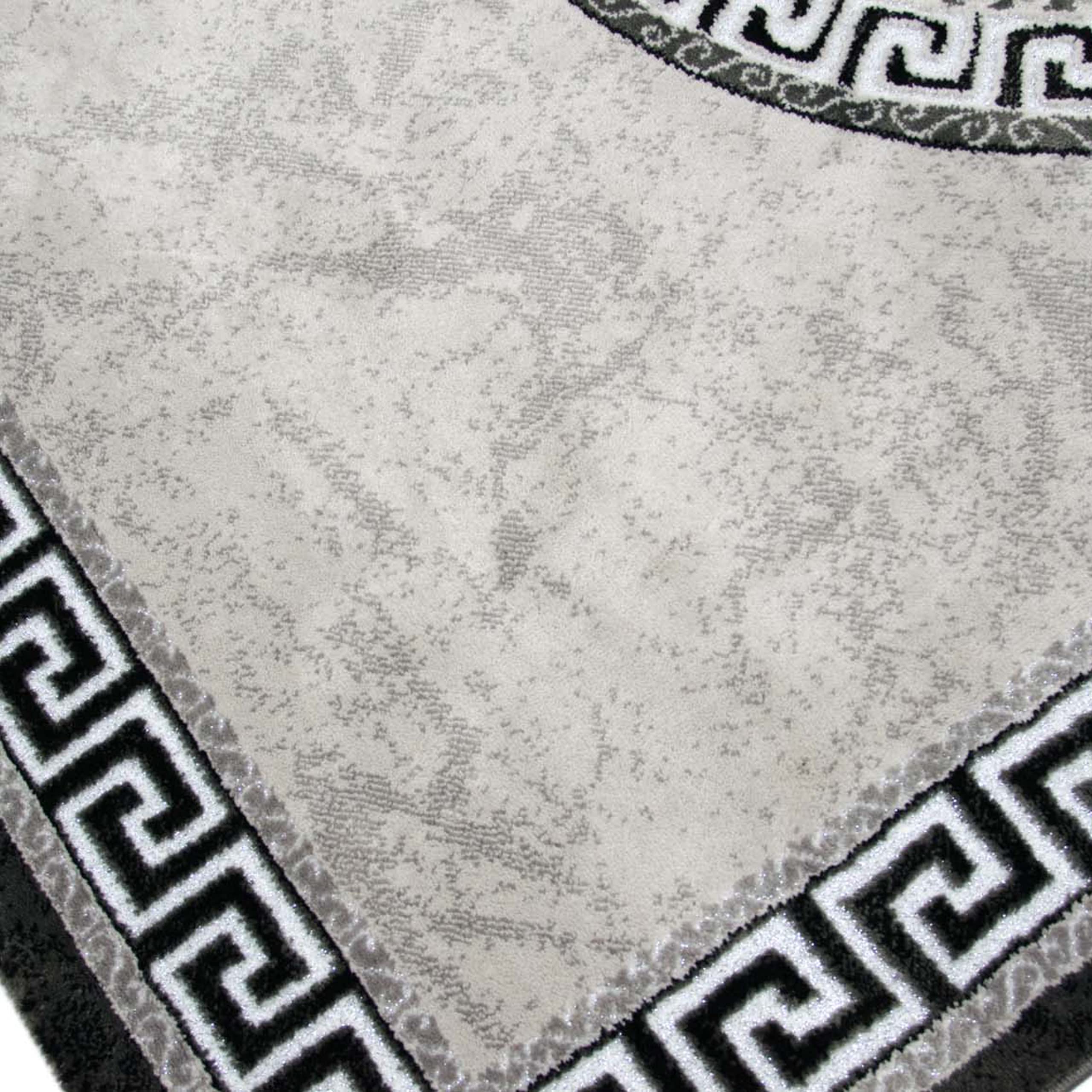 Teppich-Traum Tappeto Orientale con filato scintillante | ornamenti nel cerchio | grigio crema 240 x 340 cm