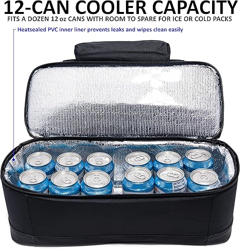 Miniatura 6 de Bolsa de malla prémium con cierre de cremallera, 3 bolsillos exteriores, hielera suave con aislamiento y base de goma antideslizante