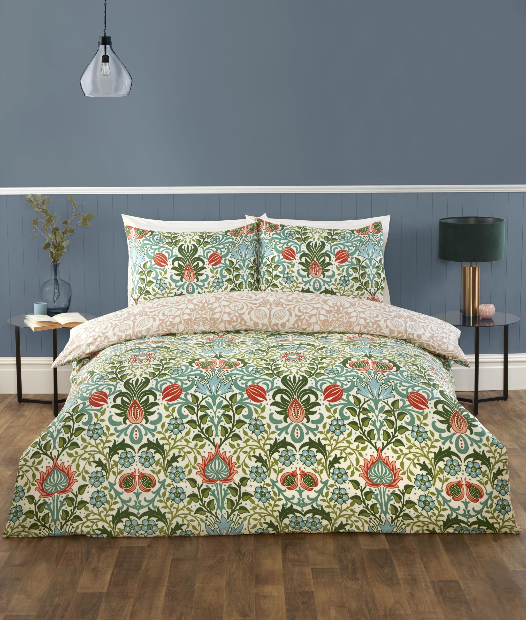 Rapport home Heritage Floral Microfibre Reversible King Bedding Set | Soft, Durable & Easy Care Duvet Cover with Pillowcases | Multi-Color