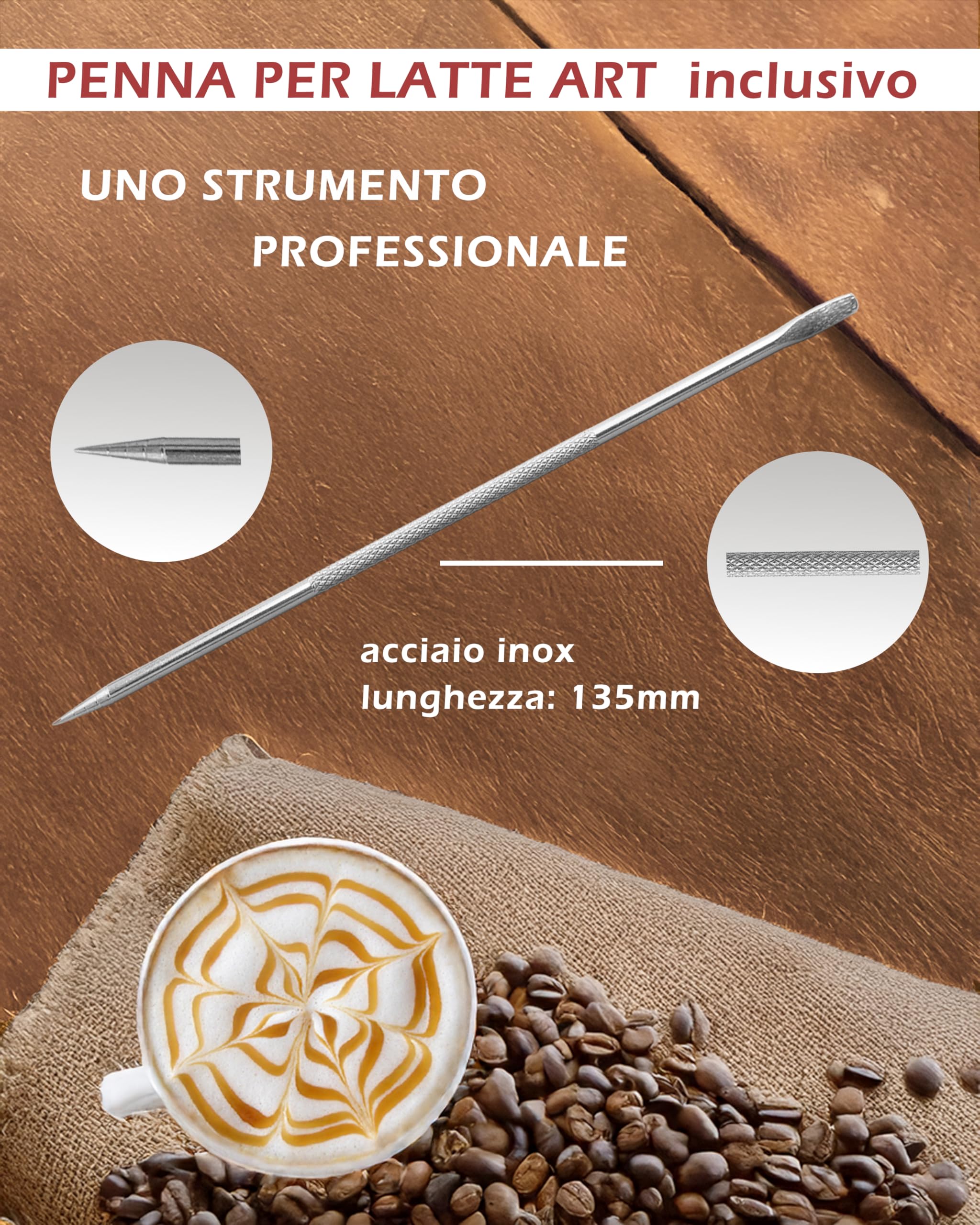 Lattiera Barista 500ml In Acciaio Inox - Bricco Per Cappuccino E Latte Art Professionale - Foto 3