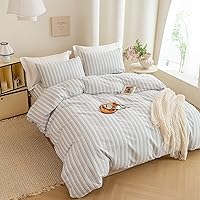 Vista 191 de ECOCOTT Juego de funda de edredón de 3 piezas, 100% algodón lavado, duradero, suave y cómodo, con cierre de cremallera, sin edredón, tamaño King