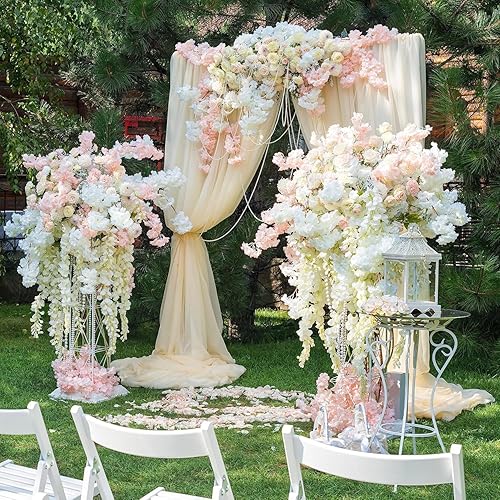 Miniatura 2 de Sggvecsy Guirnalda de flores de cerezo artificiales, paquete de 4 guirnaldas de flores de seda para colgar, para el hogar, boda, jardín, fiesta,