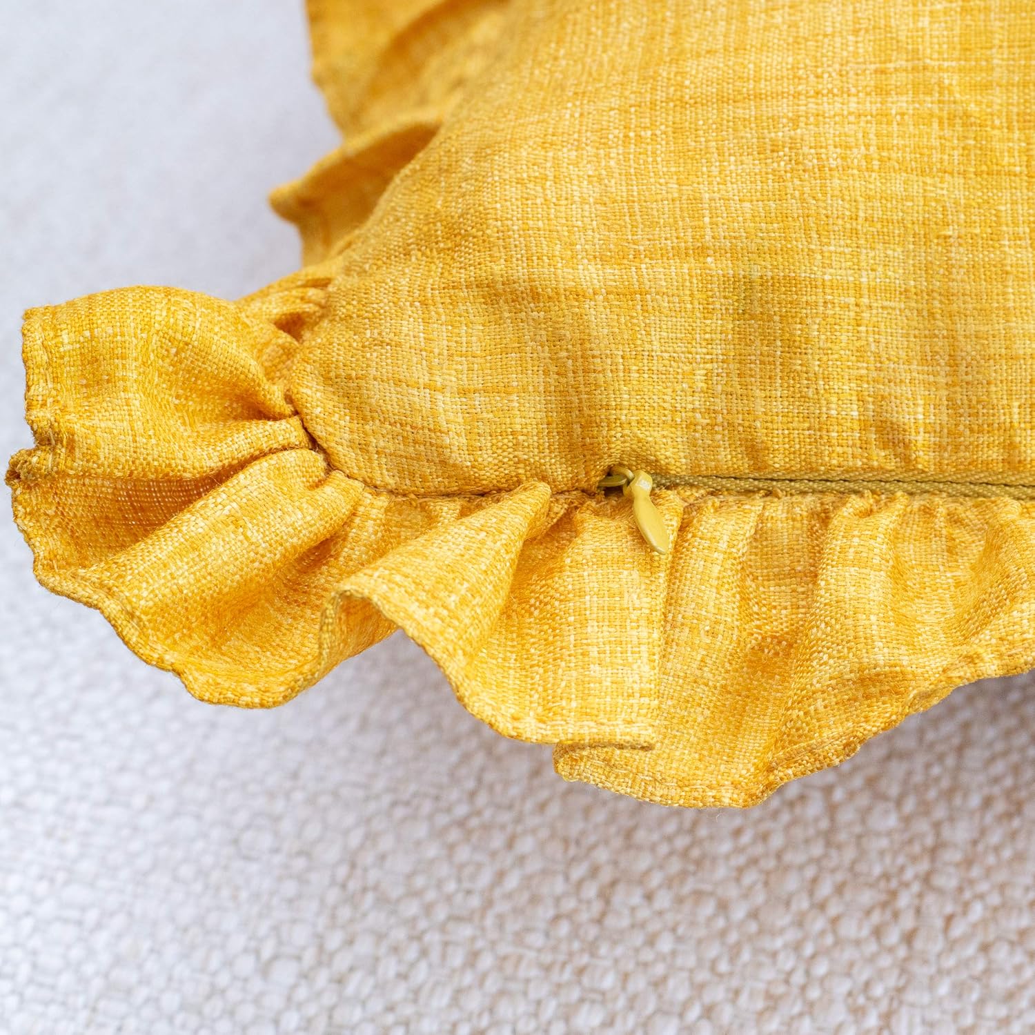 Yellow Frills Petals Frills Polyester Decorative Washable Throw Pillow Covers for Sofa, Couch, Bed, Living Room (Pack of 2, Yellow 20x20 inch)