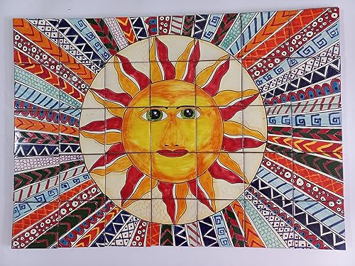 30" CERAMIC TILE MURAL mexican talavera mosaic hand painted clay backsplash