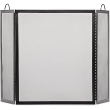 UniFlame, S-1505, 3-Fold Black Wrought Iron Fireplace Screen 54" Wide x 34" Tall
