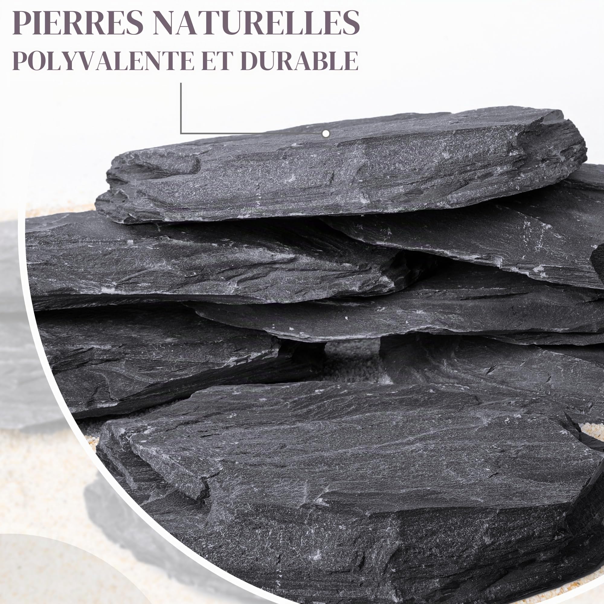 Ardoise Naturelle 15,5-20,5 cm, Lot de 6 Grandes Pierres Plates d’Aquarium pour Aquascaping, Terrariums et Décoration d’Aquarium