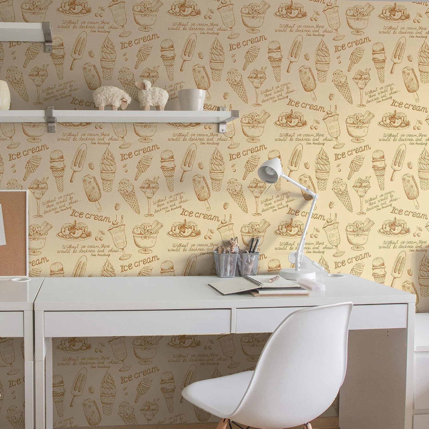 Walls By Me Peel and Stick Brown Food Themed Removable Wallpaper 1299-2ft x 4ft (61x122cm)