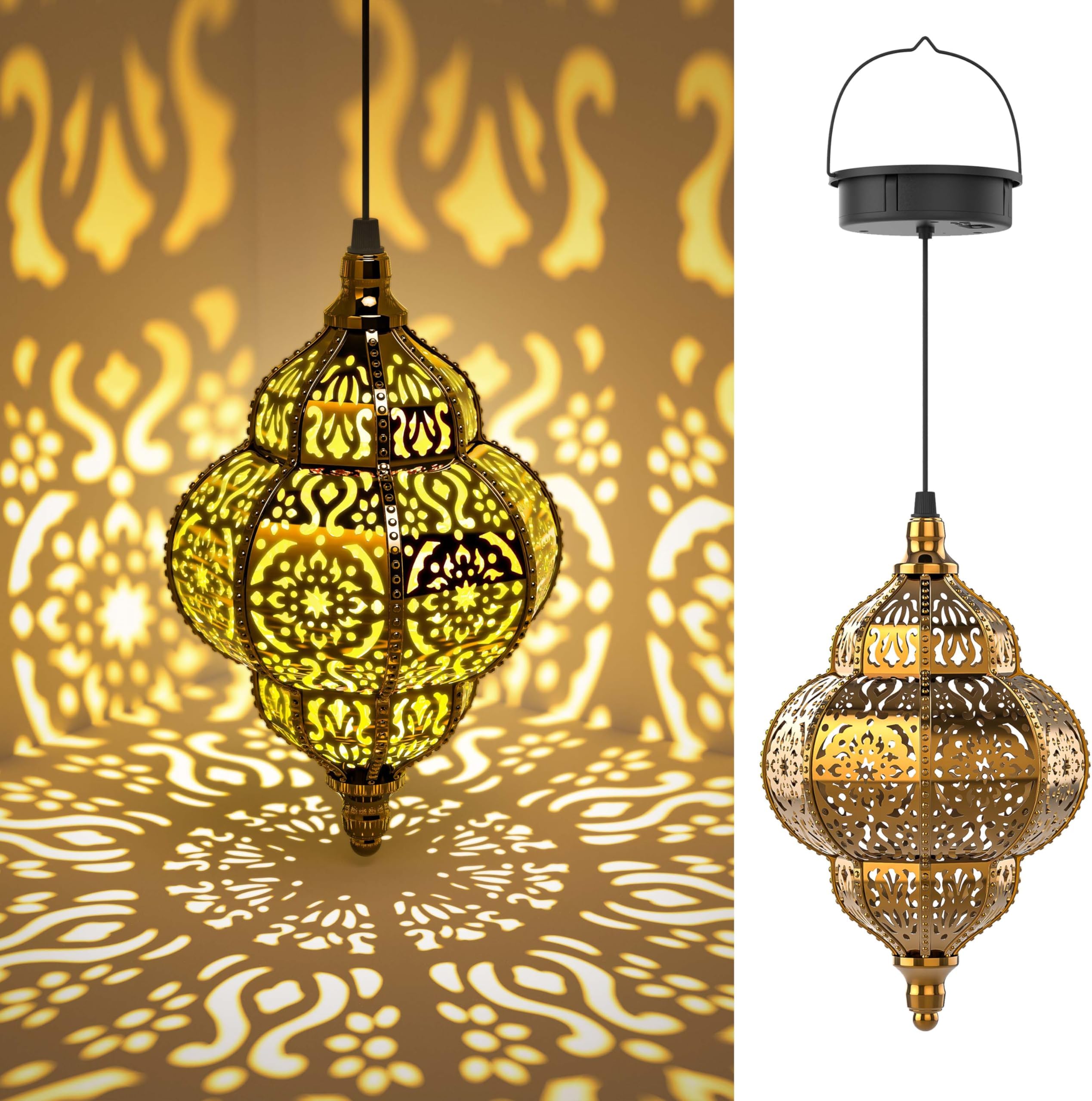 Hanging Solar Lights Outdoor Garden Decor Solar Lantern Waterproof Plastic Moroccan Outdoor Decorations for Patio Pathway Yard Backyard Garden Decorative (1)