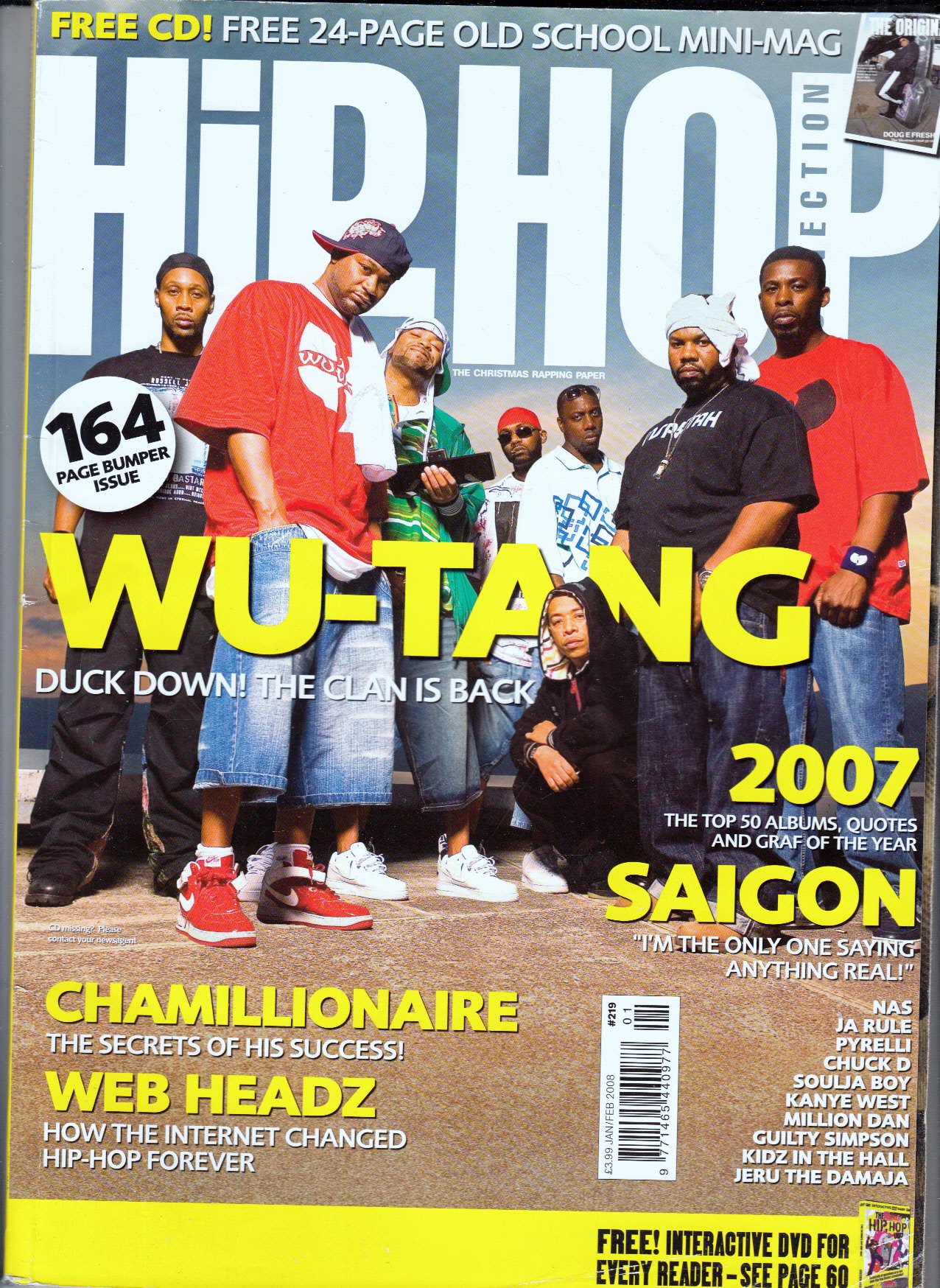 Hip Hop Connection Jan/Feb 2008 | Wu - Tang Clan (cover | NAS, Pyrelli, Million Dan, Rik Cordero, Chamillionaire, Chuck D, JA Rule