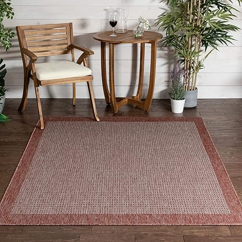 Well Woven Woden - Alfombra de tejido plano para interiores y exteriores, color rosa coral (9'3" x 12'6")