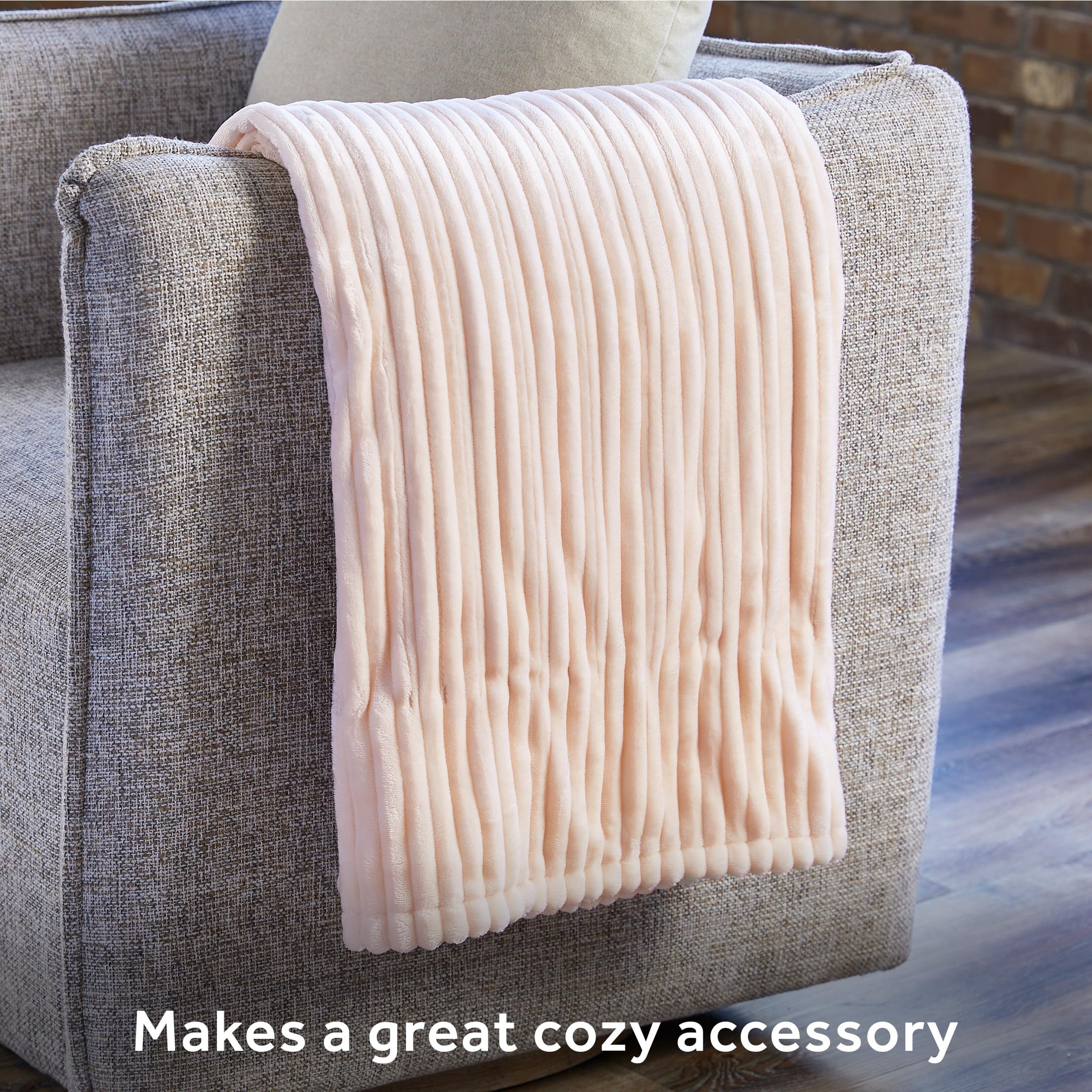 Amazon.com: Sunbeam Royal Posh Ribbed Champagne Heated Personal Throw /  Blanket, Cozy-Warm, Adjustable Heat Settings : Home u0026 Kitchen