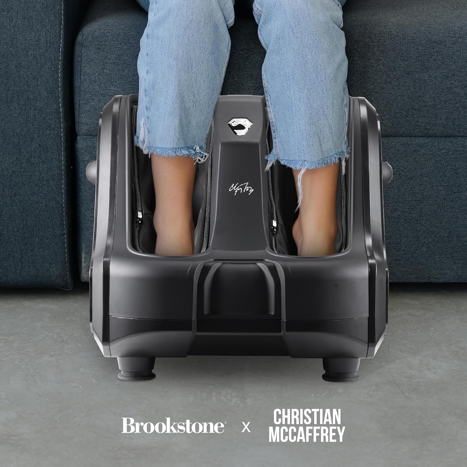 Brookstone Foot and Calf Massager with Heat Adjustable Intensity, Deep Tissue Relief & Circulation Support