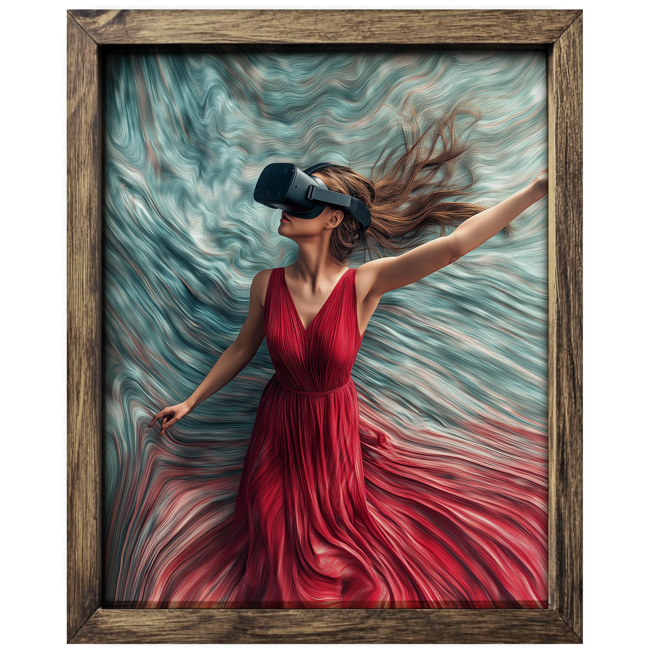Posterizer 1 pcs - colorful virtual reality VR themed poster -1 - Fantasy & Fiction Art - Gift for gamers - Decor for Game Room or Man Cave - 11x14 framed wall art