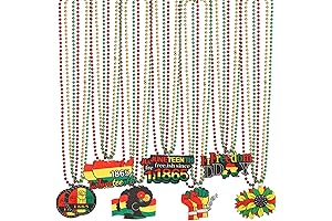 NOVWANG 21Pcs Happy Juneteenth Party Favors Beaded Necklaces