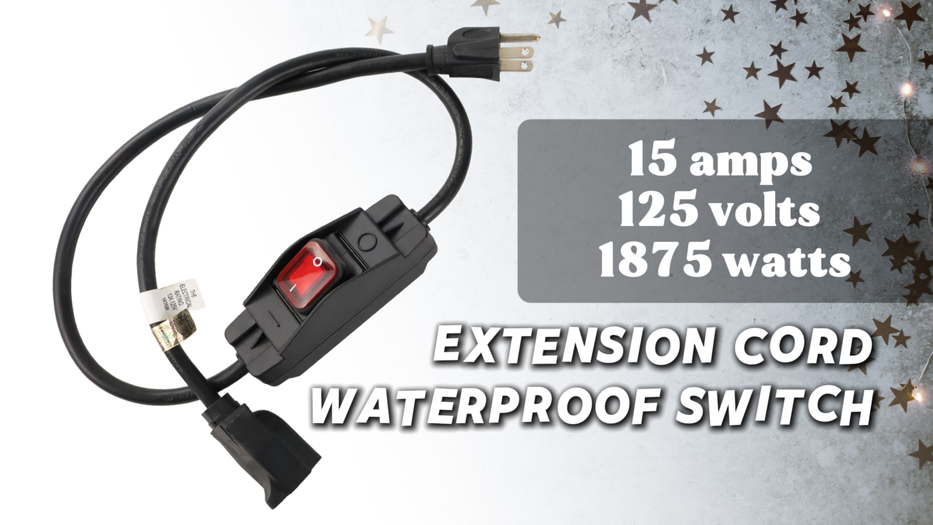 EP Wasserdichtes Verlängerungskabel Mit Schalter – 3 Steckdosen, 182 Cm, 16/3 SJTW, 13A/125V, Ideal Für Garten & Haushalt