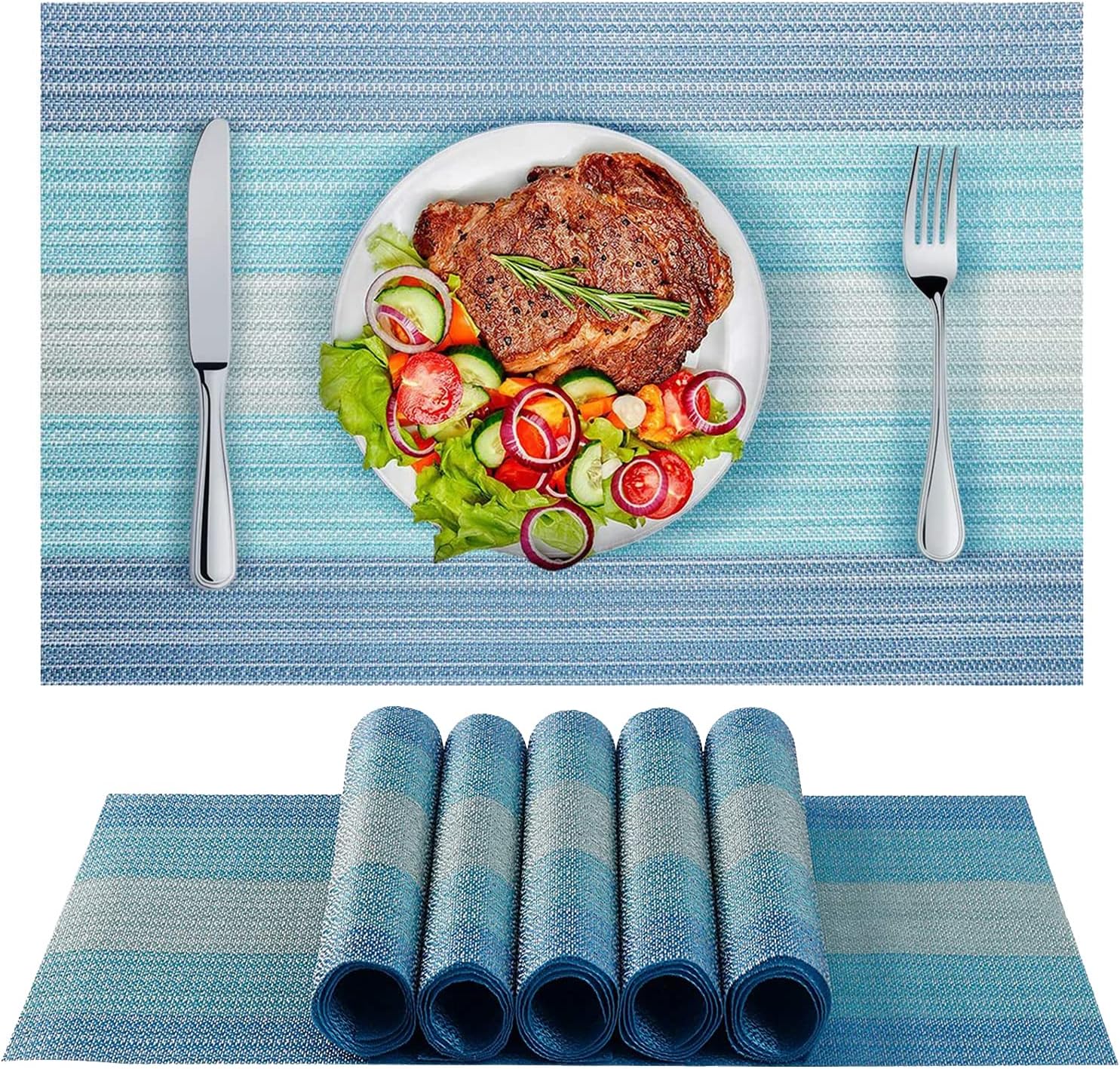 BIPASION Placemats Set of 6, HeatResistant Place mats Stain Resistant