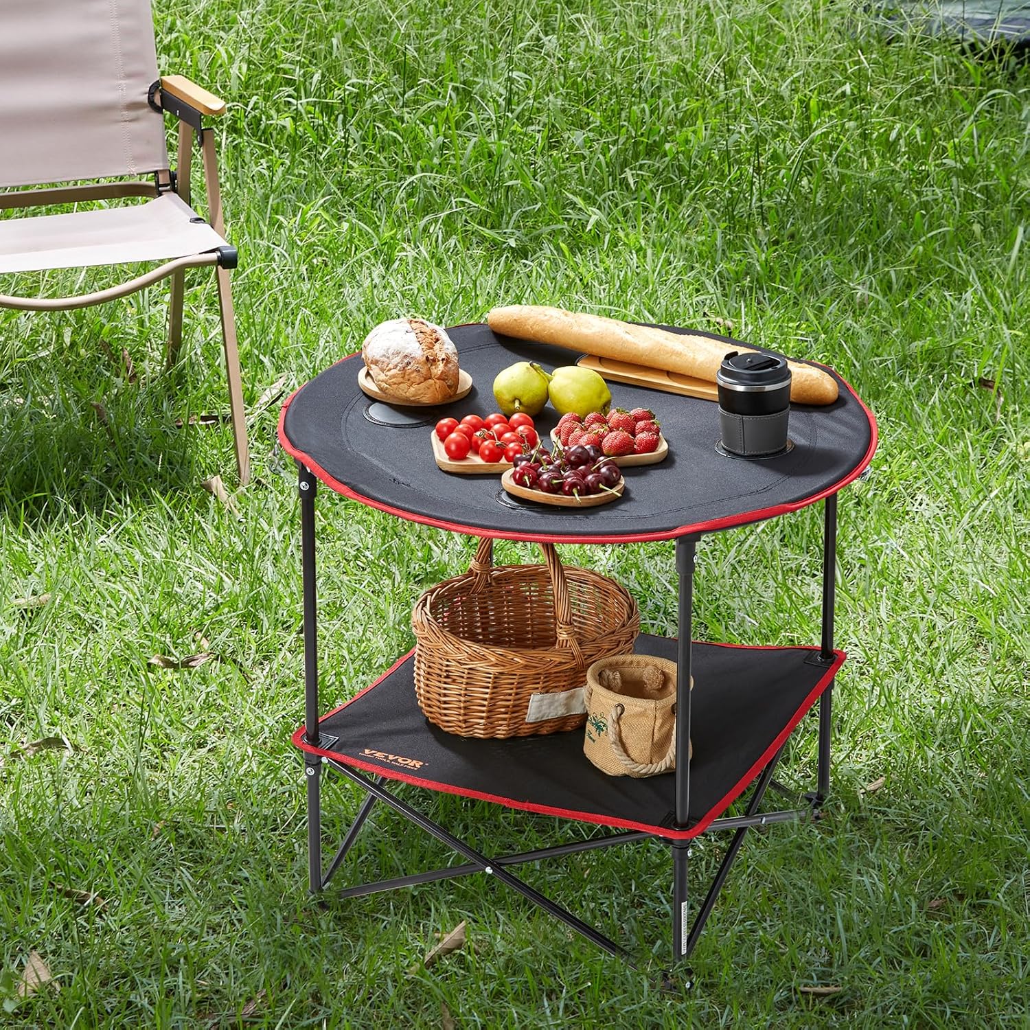VEVOR Folding Camping Table, Outdoor Portable Fold Up Lightweight Side Table for BBQ, Tailgating, Picnic, Travel, Hiking, Fishing