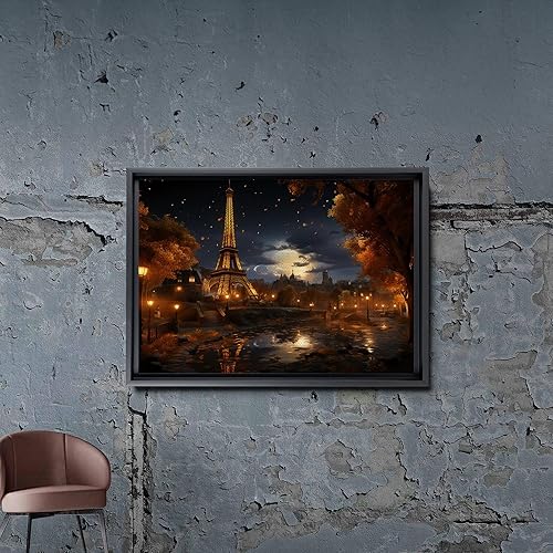 Miniatura 7 de Eiffel Tower painting, Eiffel Tower wall art, depiction of the Eiffel Tower at night in brilliance