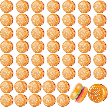 54 Pieces Hamburger Yo Yo Toys Novelty Beginner Responsive Ball Bulk Plastic Burger Yo Yo Toy for Birthday Classroom Prizes Burger Party Favors Goodie Bag Fillers