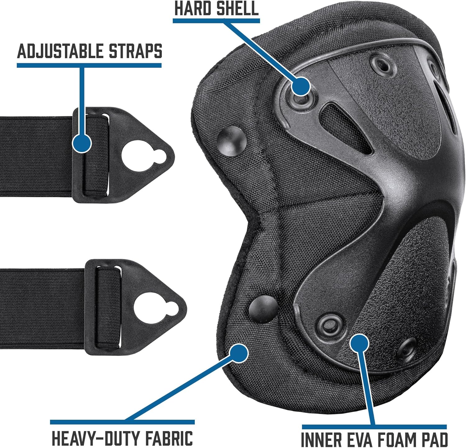 Barska Loaded Gear CX-400 Elbow & Knee Pad Set – Adjustable Protective Pads with Cushion for Outdoor Sports, Shooting, Hunting, Airsoft & Tactical Training