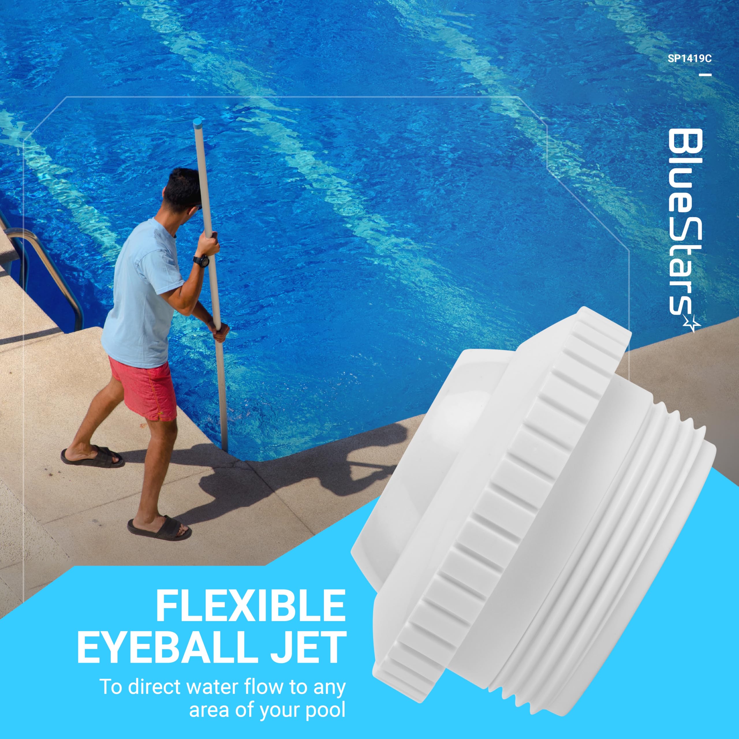 BlueStars SP1419C - Accesorio de chorro de retorno de flujo direccional para piscina y spa irrompible con rosca MIP de 1-1/2 pulgadas por BlueStars - Sustituye a Hayward SP1419C - Paquete de 6