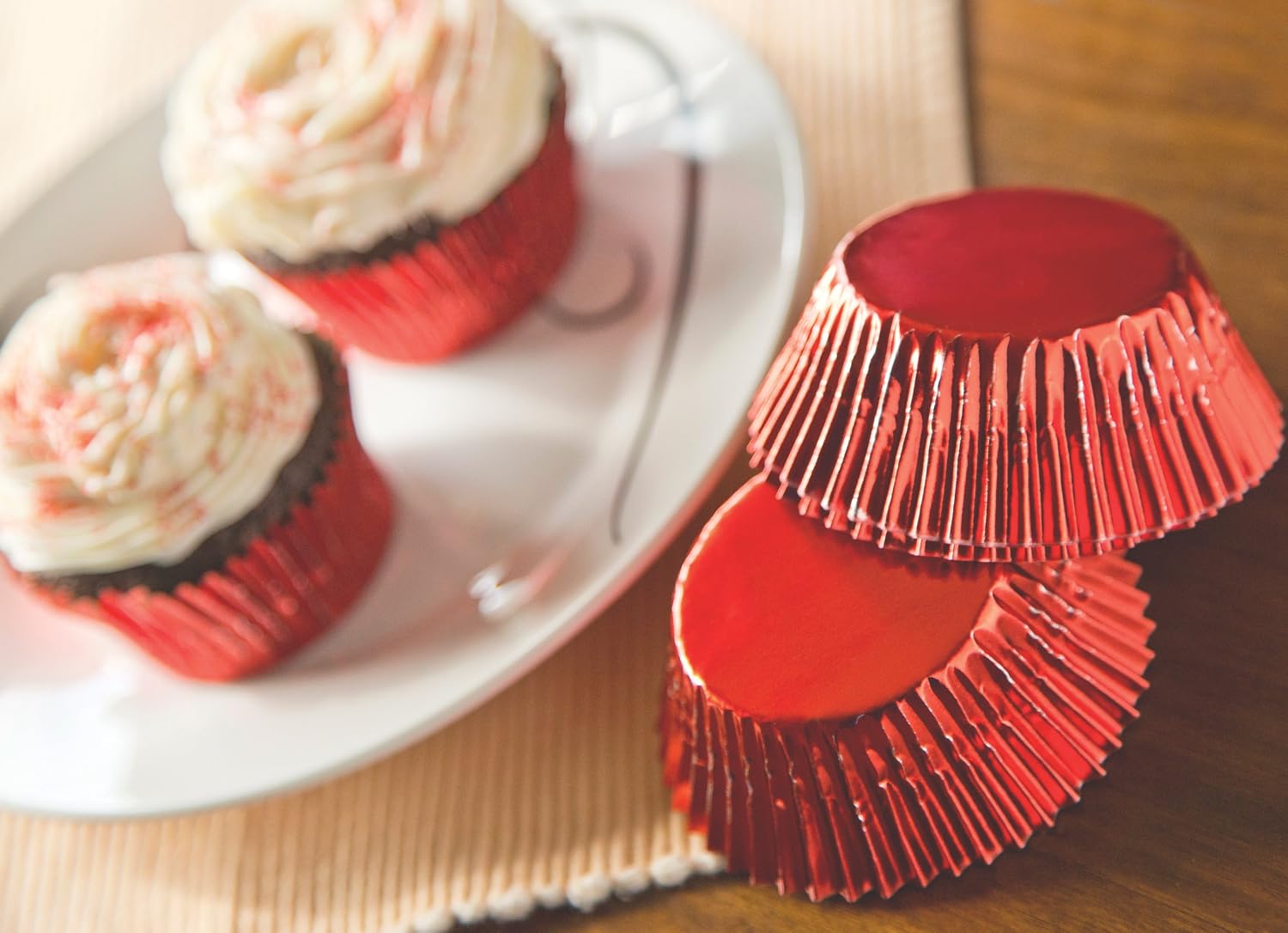Fox Run Red Foil Bake Cups, Mini, 48 Cups