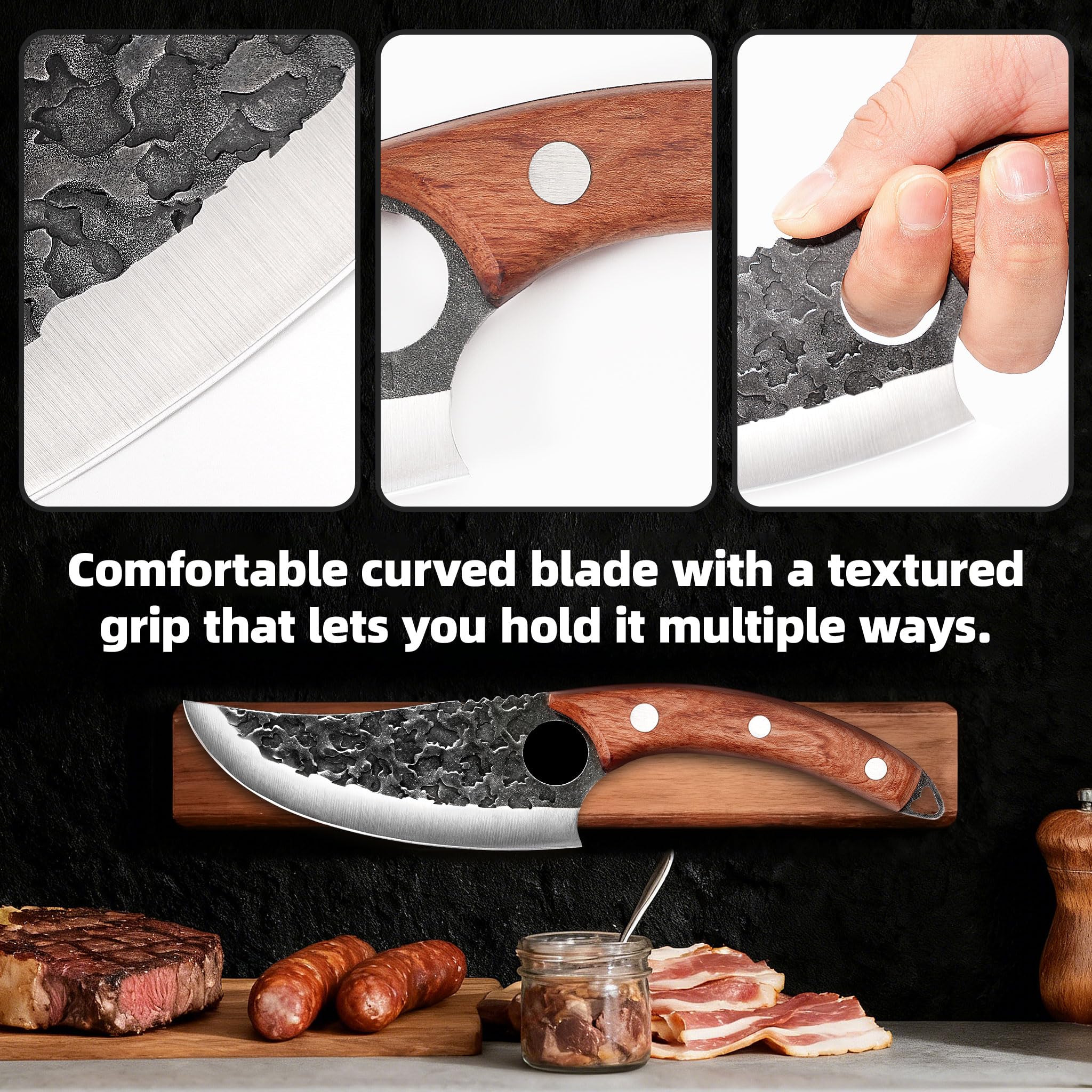 Birthday Gifts for Men Dad Husband - Chef Knife, Kitchen Knife for Cooking, Unique Gifts for Men Boyfriend Him, Hand Forged High Carbon Steel Knife for Home Outdoor BBQ Camping Christmas, 6 Inch — Amazon image 4