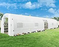 AMERLIFE 44x10x7.5FT Large Walk-In Tunnel Greenhouse Kit - Heavy Duty Steel Frame, Swing Door, UV-Resistant PE Cover for Outdoor Gardening