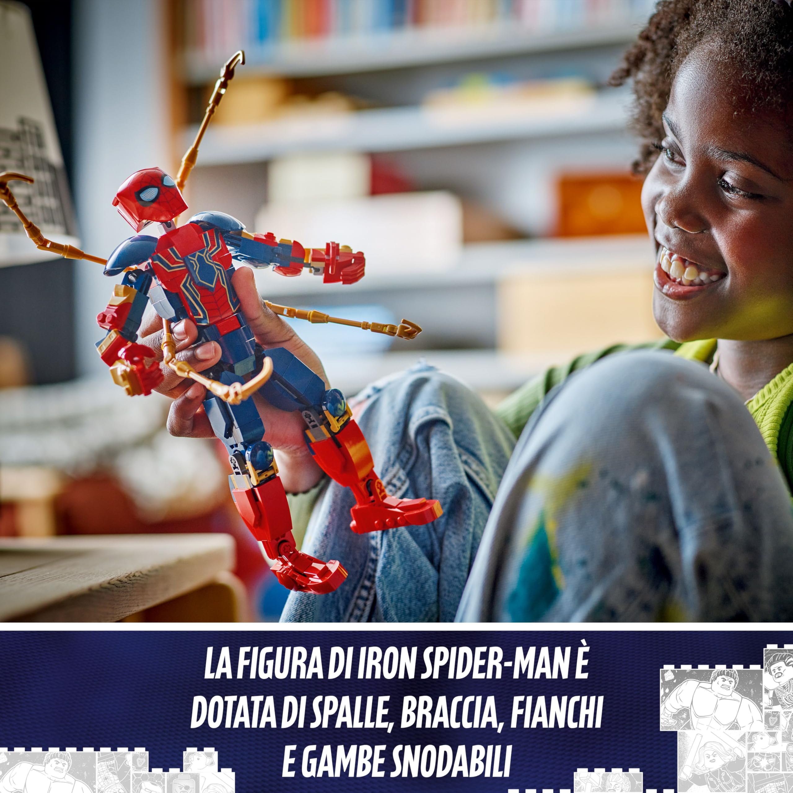 LEGO | Marvel Personaggio Costruibile di Iron Spider-Man, Gioco d'Azione per Bambini e Bambine da 8 Anni con Supereroe Snodabile, Action Figure con 4 Braccia Extra, Idea Regalo da Collezione 76298