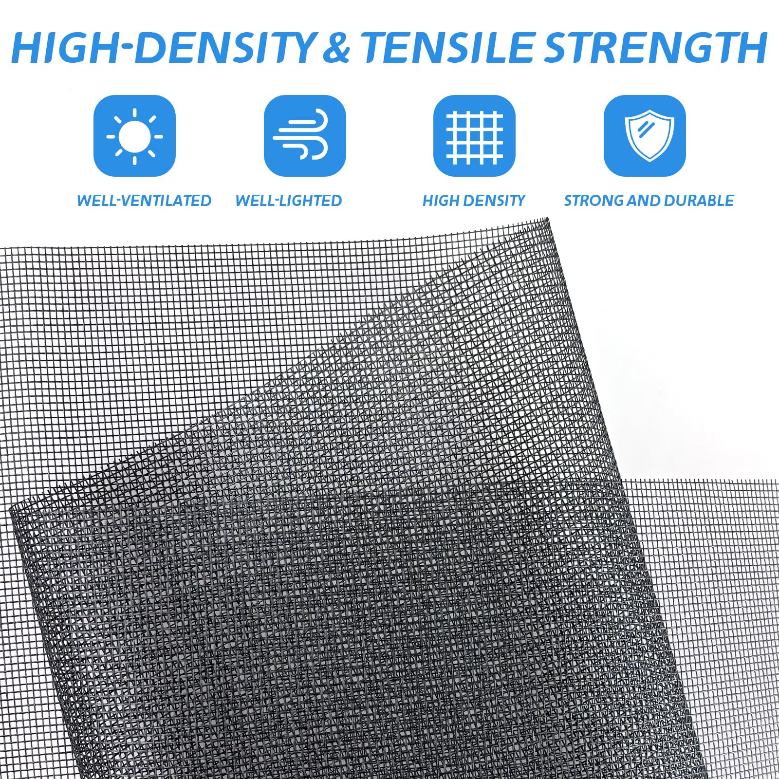 Fly Screens for Windows 120cm x 250cm with 7.5m Velcro Universal Fiberglass Window Screen Insect Mesh High Density Door and Window Fly Screens for Keep Bugs/Flys/Mosquitoes Outut (Black) - Image 3