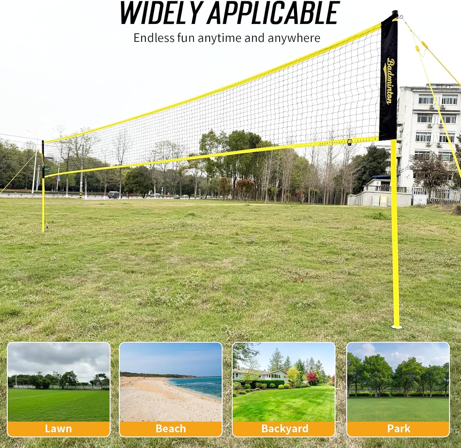 Regulation Size 20ft Portable Outdoor Badminton Net Set for Backyard with Heavy Duty Poles, Carry Bag