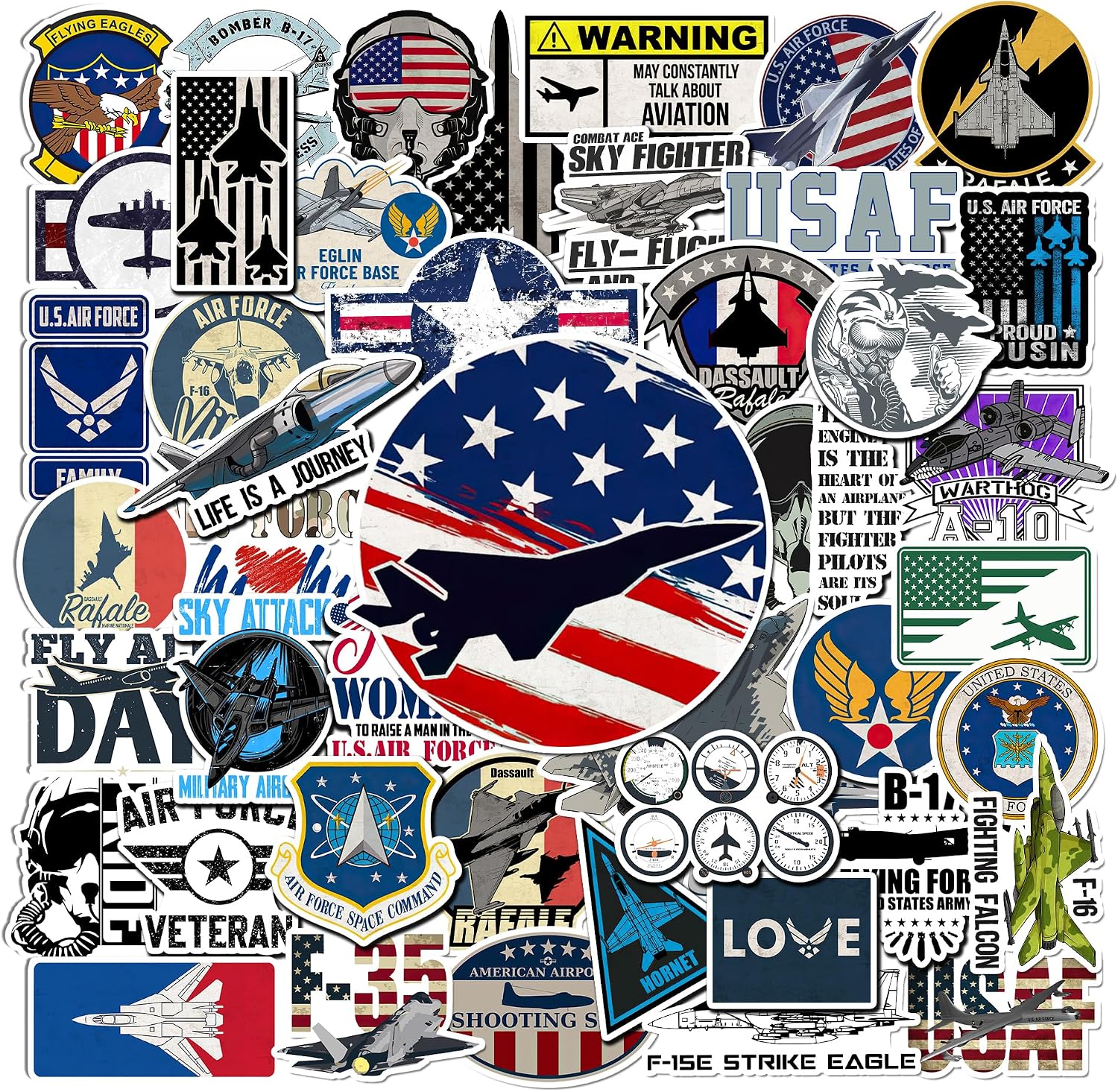 Aircraft Sticker Amazon.com: VICATA 50 Pcs Air Force Vinyl Sticker Cartoon Fighter Jet ...