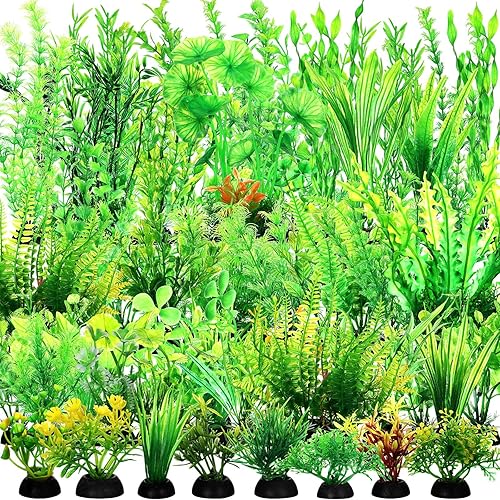 XunYee 100 plantas de acuario artificiales para peceras de 1.57 a 11.81 pulgadas, plantas de plástico para pecera, tortuga, Betta, accesorios para