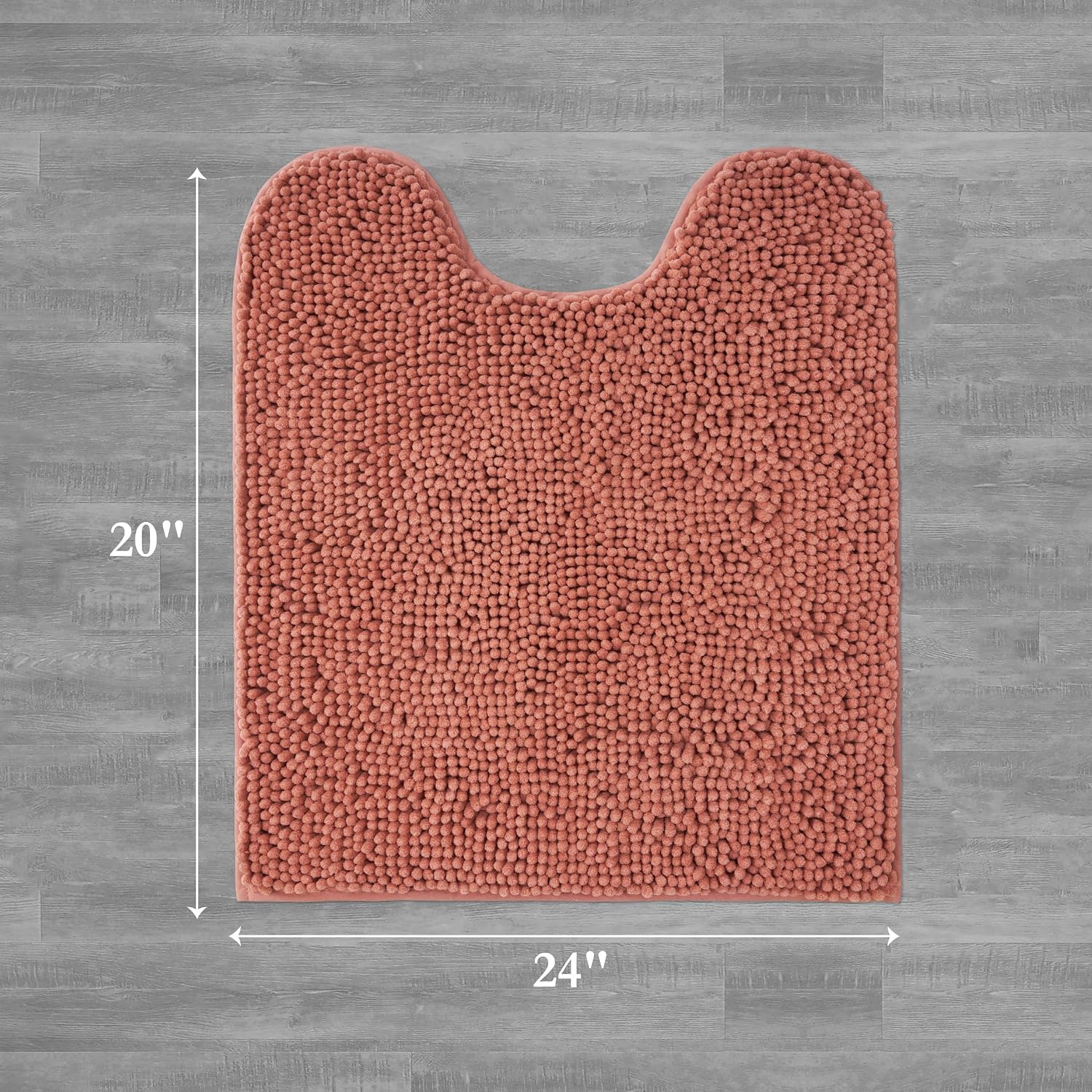 Creative Home Ideas Resort Collection Plush Chenille Bathroom Rugs – Non-Slip Backing and Machine Washable, Coral - U-Shaped 20 Inches x 24 Inches Bath Mat image 2